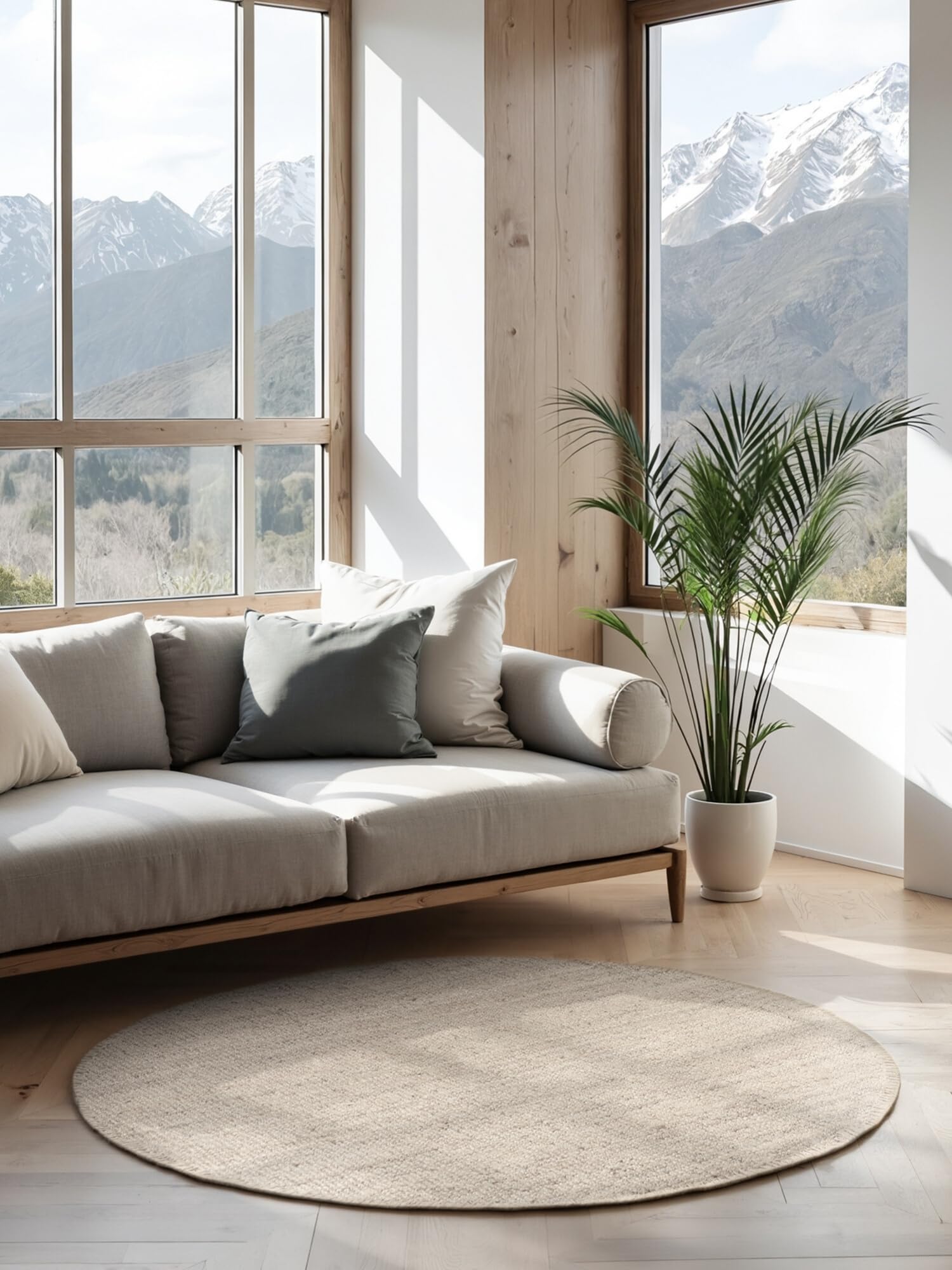 Hanse Home Jaipur Juteteppich - Natur Wohnzimmerteppich aus 100% Jute, Handgewebt & Natürlich - Robust & Pflegeleicht - Boho Naturfaser Jute Teppich für Wohnzimmer, Schlafzimmer - Weiß, Ø 200 cm