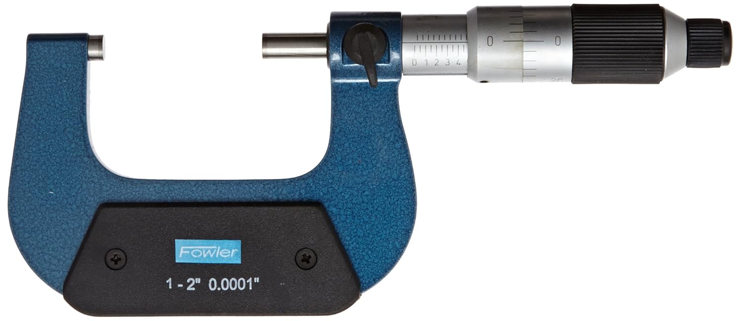 Fowler 52-233-002 Parallax Free Outside Inch Micrometer, 1-2" Measuring Range, 0.0001" Resolution