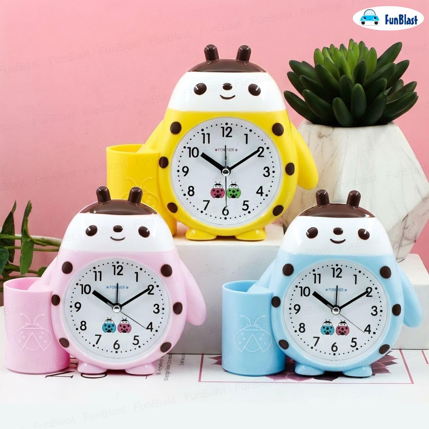 Cute Cartoon Alarm Clock for Kids - Pink -9 Cute Cartoon Alarm Clock for Kids - Pink -9
