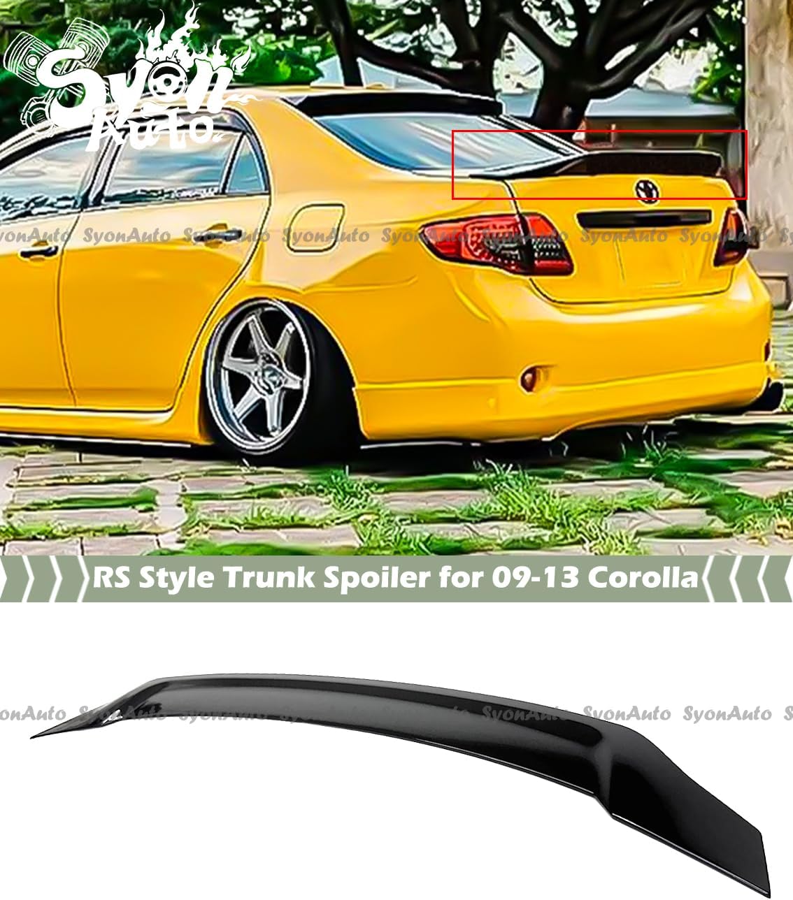 for 2009-2013 Toyota Corolla RS Style Glossy Black HIGH Kick Trunk Spoiler Wing