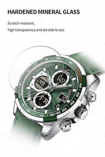 Miniatura 7 de NAVIFORCE Relojes digitales militares para hombre, analógico, cuarzo, impermeable, reloj deportivo multifuncional de cuero