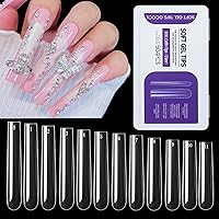 Vista 12 de 600 puntas de uñas cuadradas sin curva C para uñas acrílicas profesionales, puntas de uñas transparentes, puntas planas cuadradas rectas, puntas