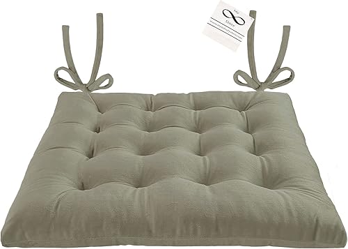 Miniatura 5 de INFINITY COLLECTION - Cojín cuadrado de felpa con copetudo, para silla de cocina, taburete de bar, comedor, duradero, reversible, con lazos para