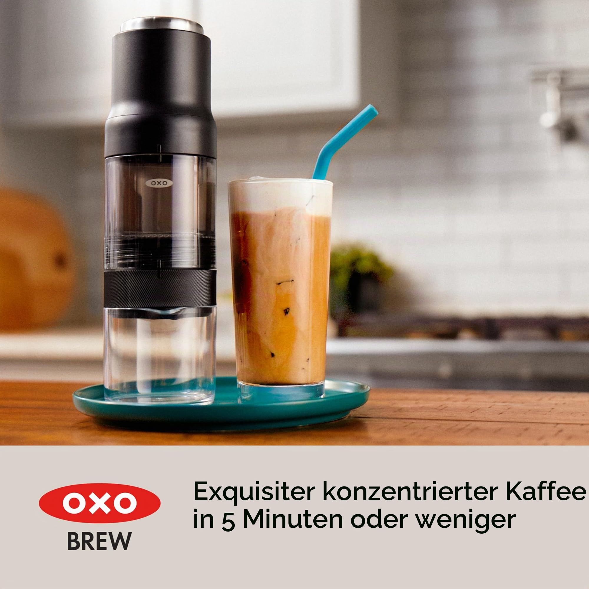OXO Brew Rapid Brewer – Tragbare manuelle Kaffeemaschine, integrierter Edelstahlfilter, einstellbare Stärke, kompakt und leicht, keine Pads oder Papierfilter erforderlich