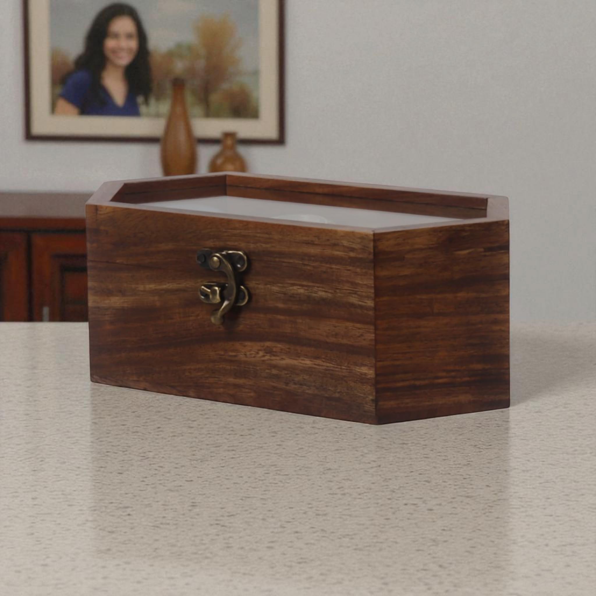Caja expositora de madera para reloj, construcción de palisandro y arce, tapa de cristal con cerradura vintage, estuche de almacenamiento de joyas, hecho a mano de arce y