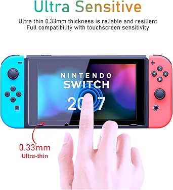 rapell 3 Pack Glass Screen Protectors Compatible with Switch Premium Tempered Glass Screen Protector