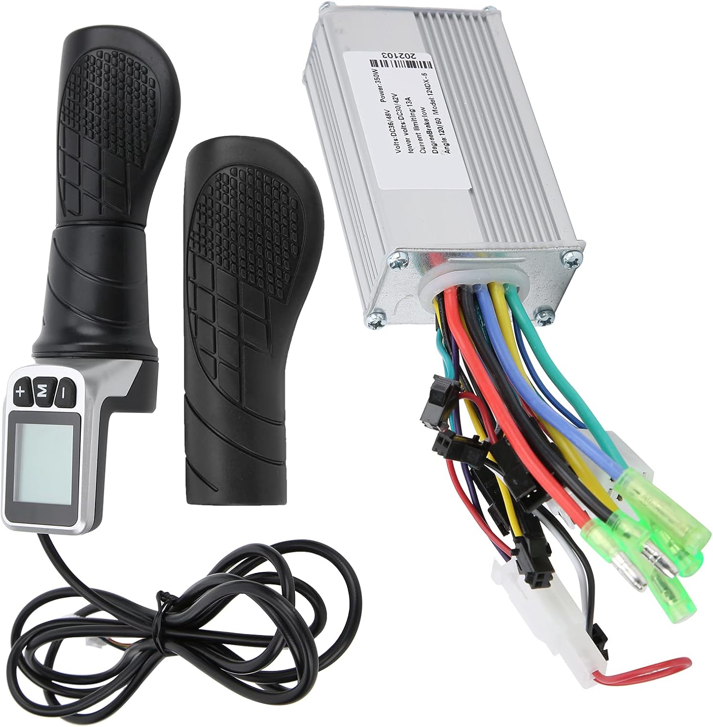 Dilwe Electric Scooter Controller Set, 36V/48V 350W Brushless Motor Controller with LCD and 124DX Half Throttle Set for Electric Scooter