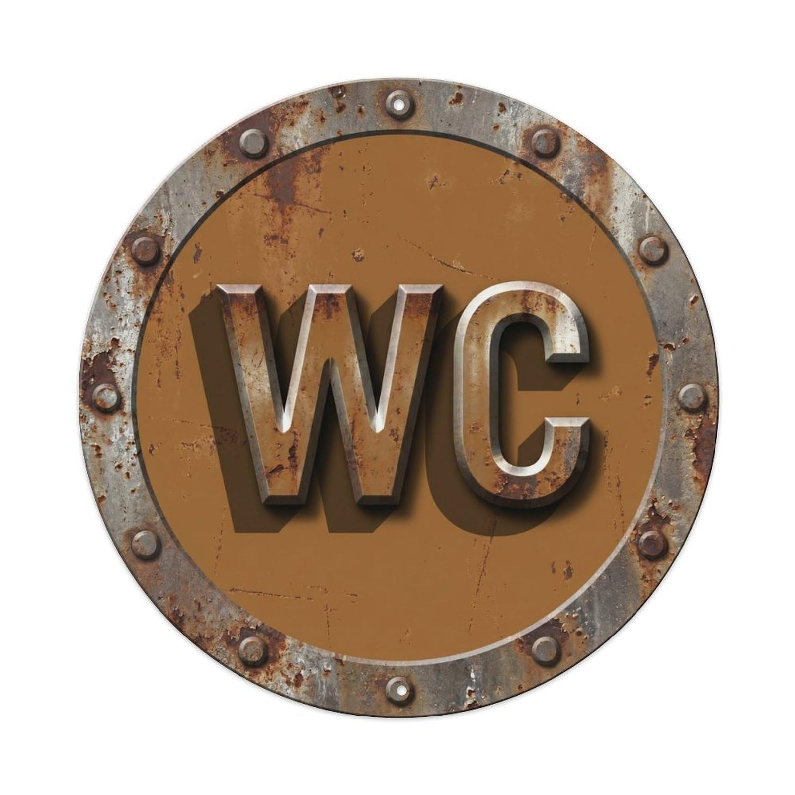 Toilet （WC） Caramel Plate Metal Tin Sign Plaque Wall Decor for Cafe, Club Bar, Office, Home Garden Round Metal Poster 8x8Inch