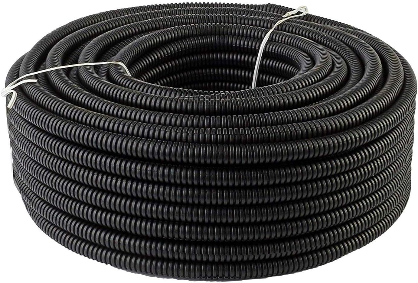 Sasylvia 1/4, 3/8, 1/2, 3/4" X 10 Ft Split Wire Loom Cord Protector Tubing Split Conduit Protector Tubing Convoluted Tube Flexible Electrical Wire Cover Protective Sleeves Black
