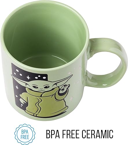 Miniatura 30 de Silver Buffalo Star Wars The Mandalorian Repeat Poses - Taza de café de cerámica estilo campista, 20 onzas Repetir Poses