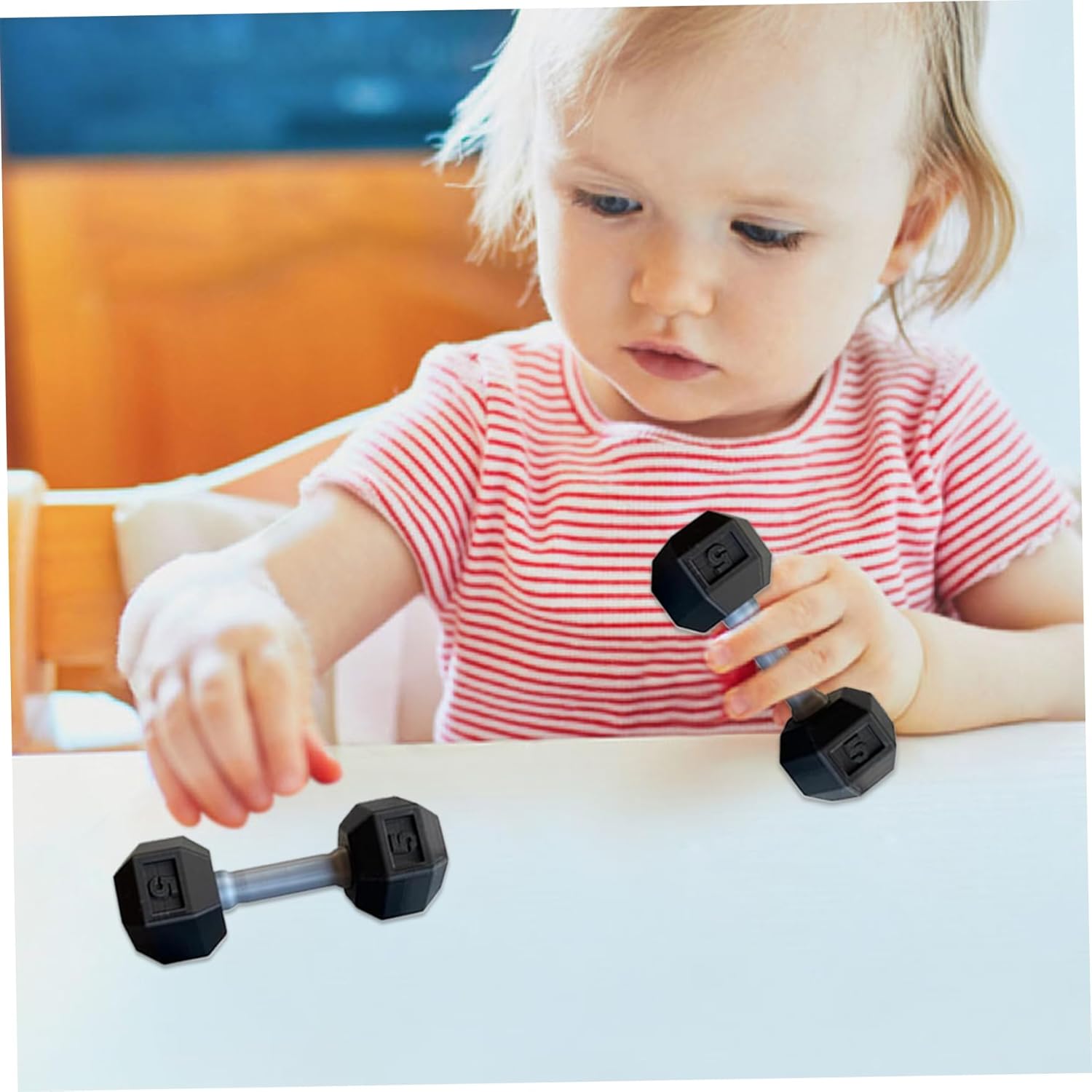 2 Pcs Dumbbells for Baby Mini 1.8x4.7 in Silicone Hand Weight Lifting Set for Fitness Exercise Funny Sport Toys for Toddlers Ideal