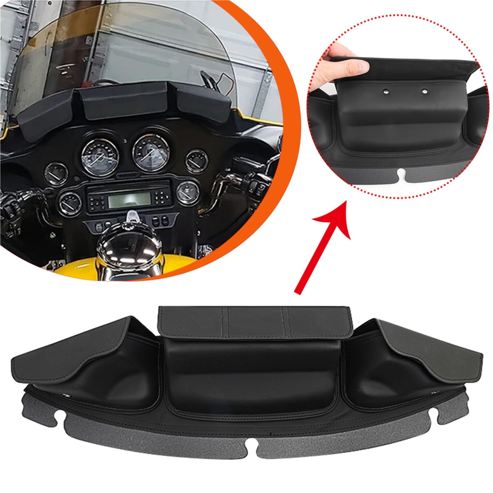 Borsa A Marsupio Con 3 Tasche Per Parabrezza Batwing Per Electra Glide Police FLHTP 2014 2015 2016 2017 2018 2019 2020 2021 2022