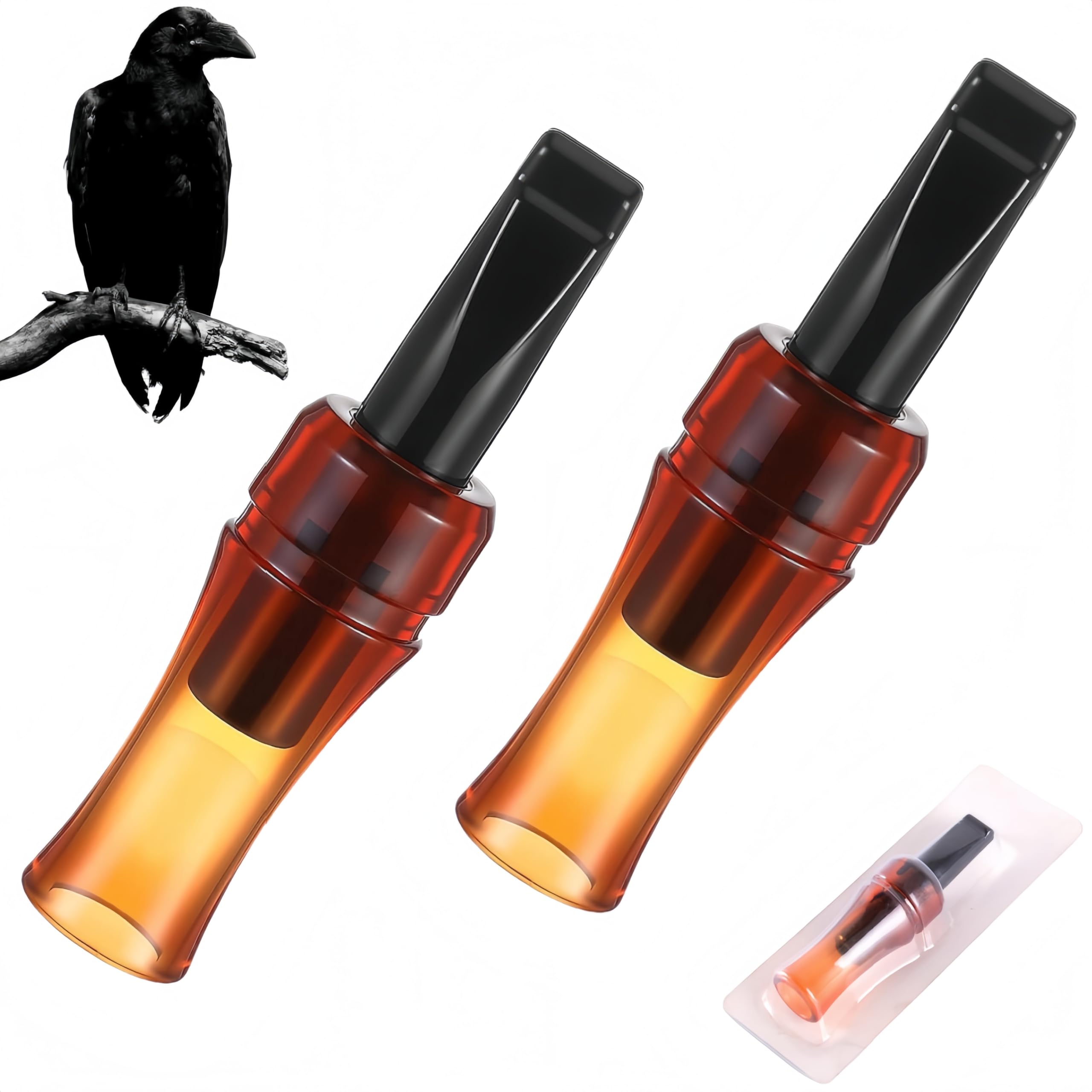 Crow Caller Whistle Attractor, Portable Crow Caller to Attract Crows, Bird Whistle with Realistic Sound, for Beginners and Seasoned Professionals (2 PCS)