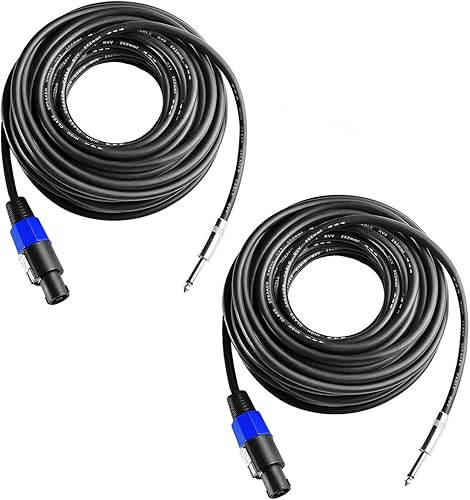2 cables de altavoz profesional de 10 pies a 14, par de altavoces de calibre 12 de 10 pies a 14 de pulgada macho de conexión de amplificador de