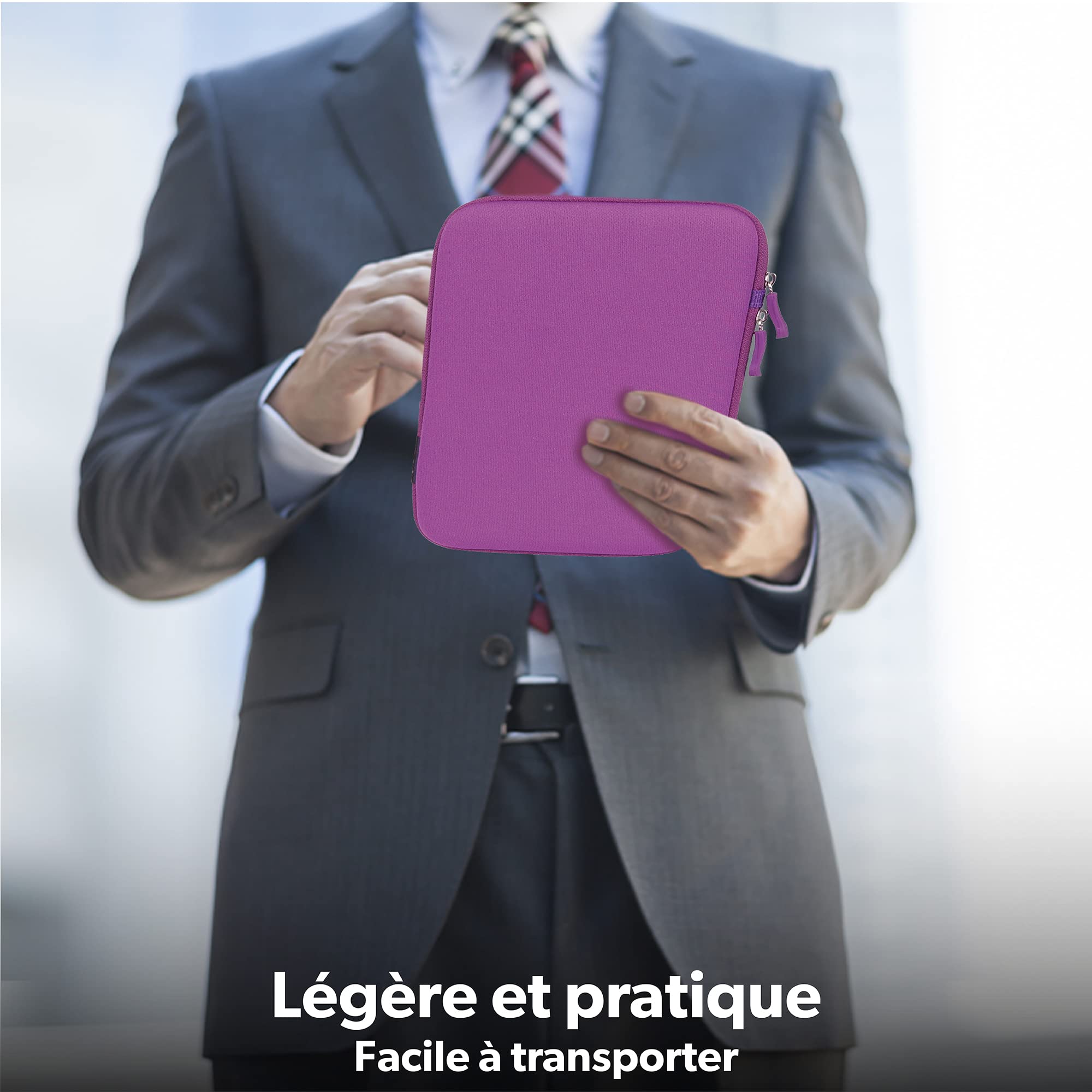 T'nB 7" Slim Sleeve: Copertina tablet in neoprene per tablet da 7" - Doppia apertura con zip - Viola