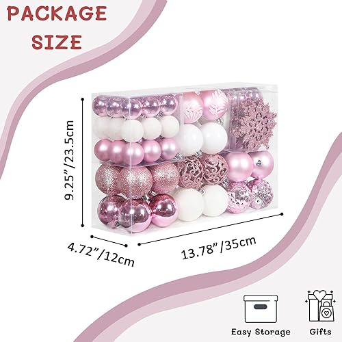 Miniatura 10 de SY CRAFT Juego de 86 adornos de copos de nieve de bola de Navidad inastillables colgantes, con paquete de regalo de mano para decoración de árbol de