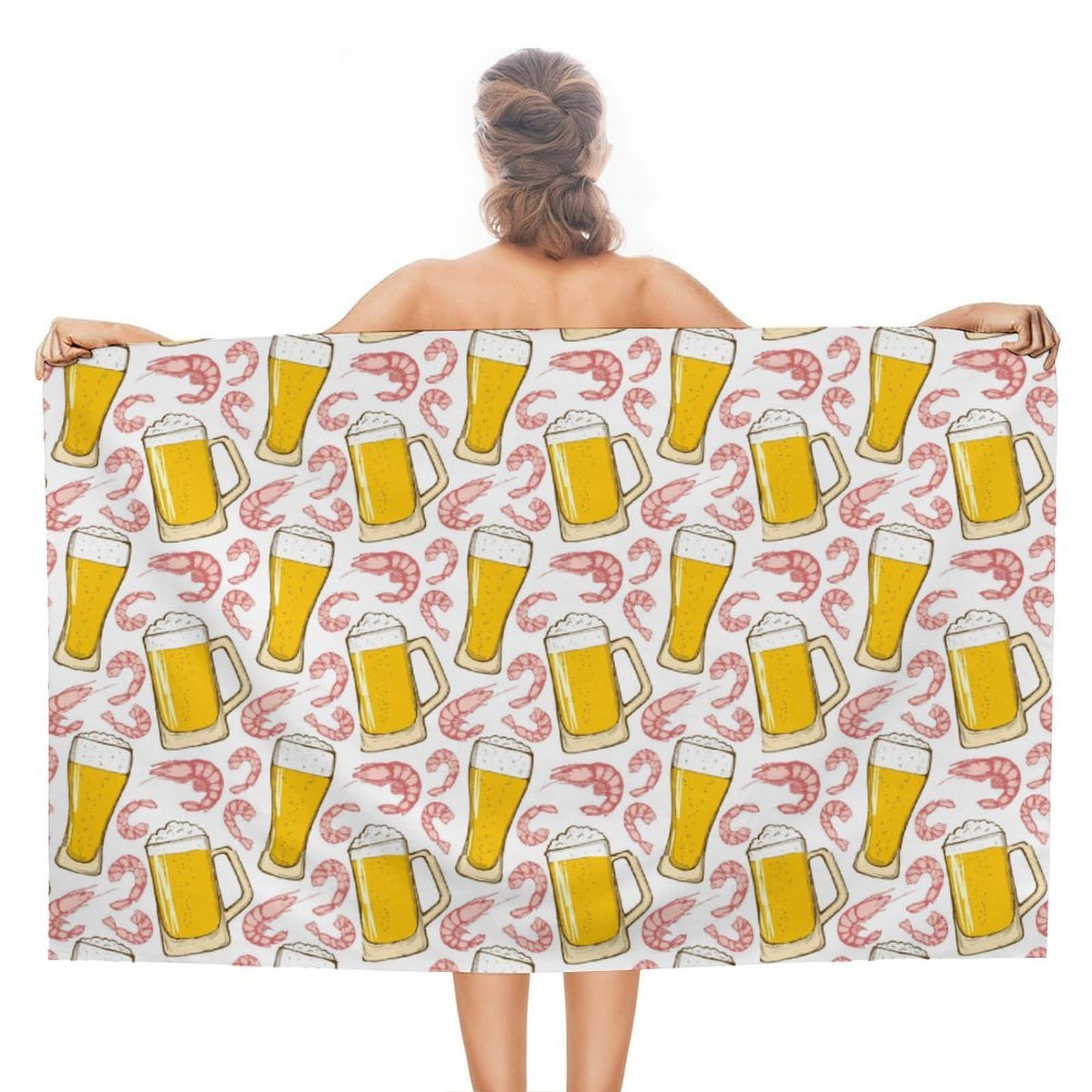TXFBTRFSA Shrimps Beer Soft Bath Towel for Bathroom Shower Towels Travel for Women Men