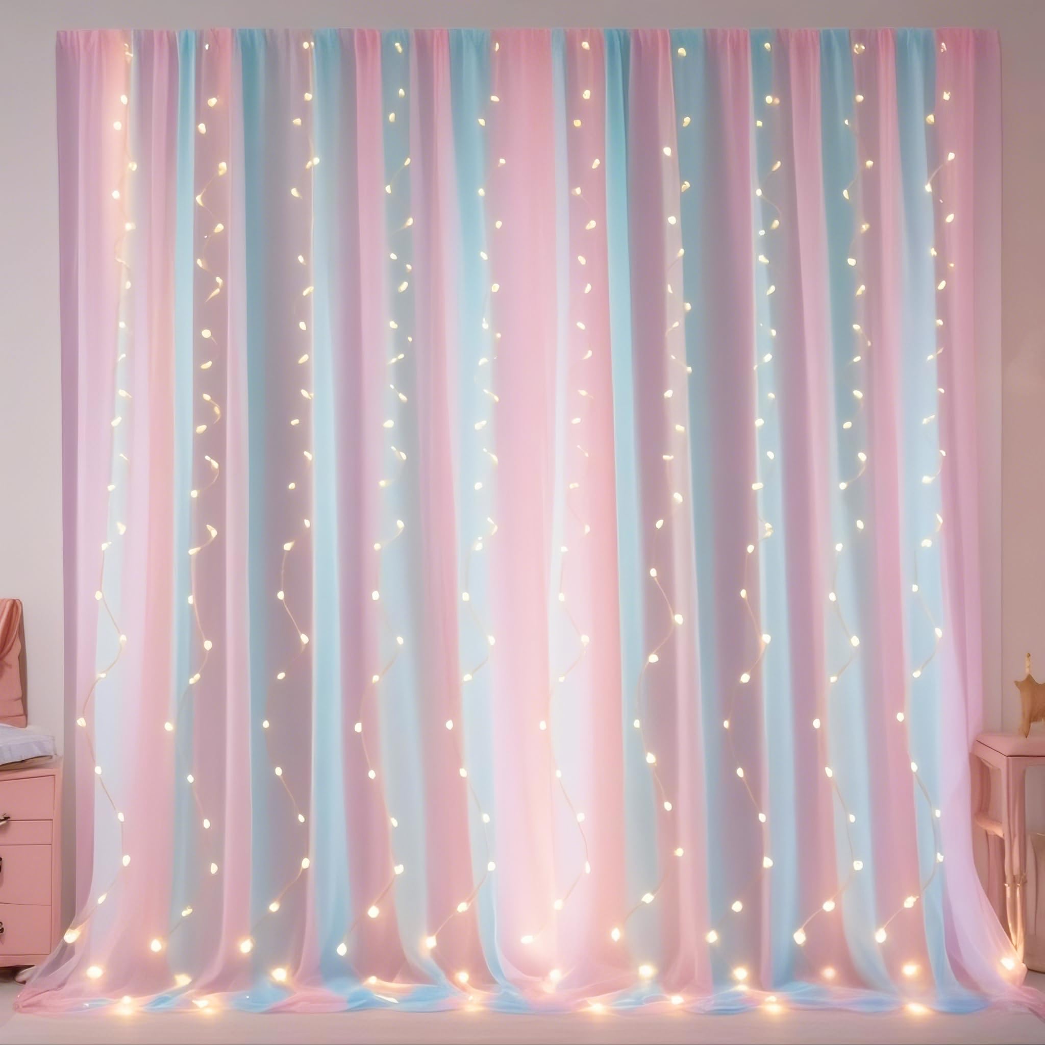 Eimilaly Rainbow Sheer Curtains for Bedroom/Theme Party/Wedding/Photographic Background - Image 2