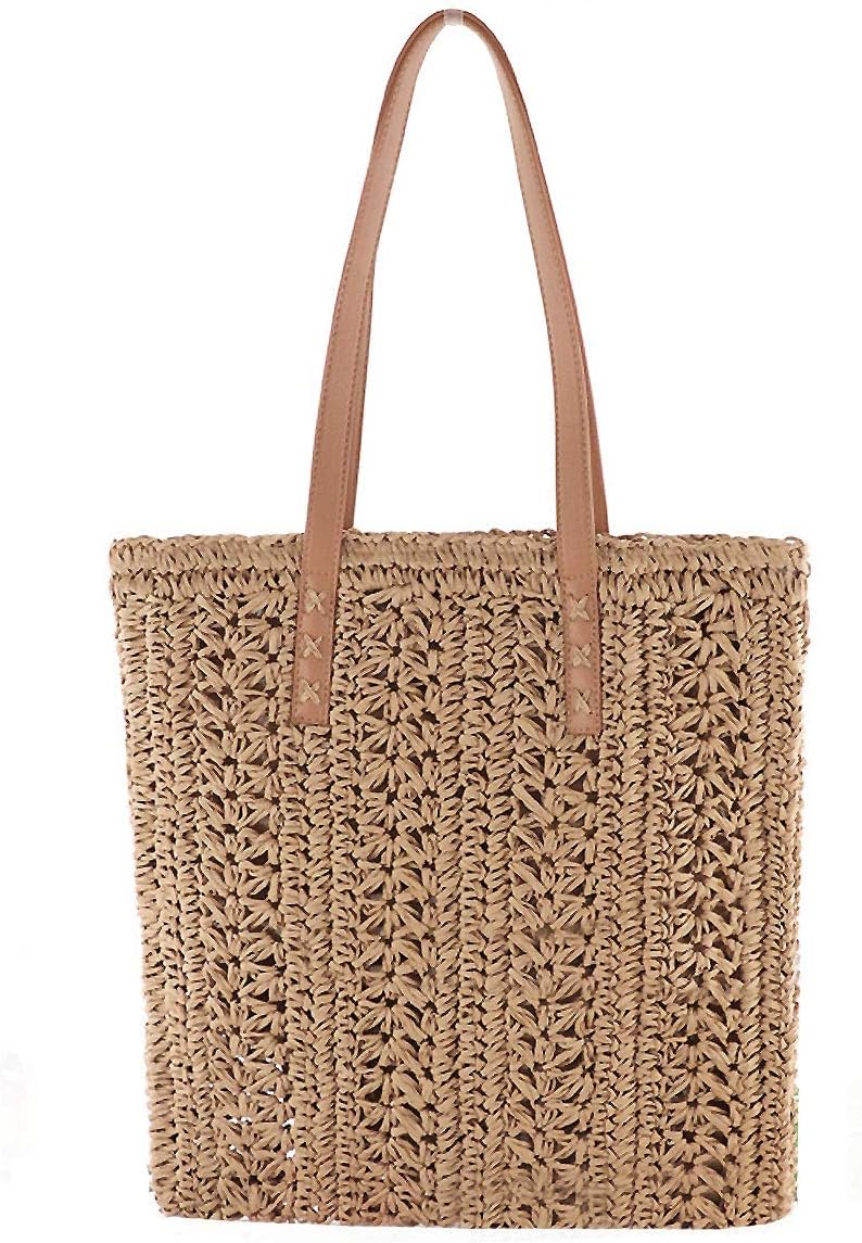 ZLM BAG US Women Straw Crochet Tote Bohemian Summer Beach Bag Large Handmade Shoulder Bag