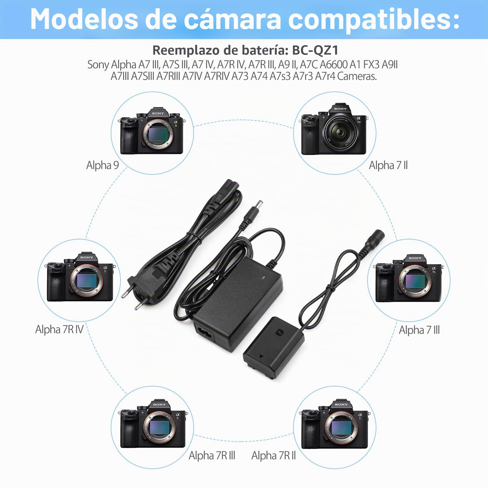 ENEGON NP-FZ100 Dummy Battery AC-FZ100 DC Coupler Adapter Kit Compatible with Sony A6600, A7C, A7III, A7RIII, A7RIV, A9, A9R, A9S, Alpha 9, Alpha 9R, Alpha 9S, Alpha 9S, Digital Camera