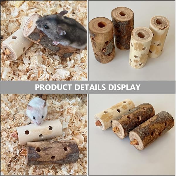 2 Pièces de Jouets à Mâcher en Bois Naturel pour Lapins et Hamsters, Bâtonnets à Ronger pour Animaux Mordant des Jouets, Accessoires de Dentition pour Petits Rongeurs - 5