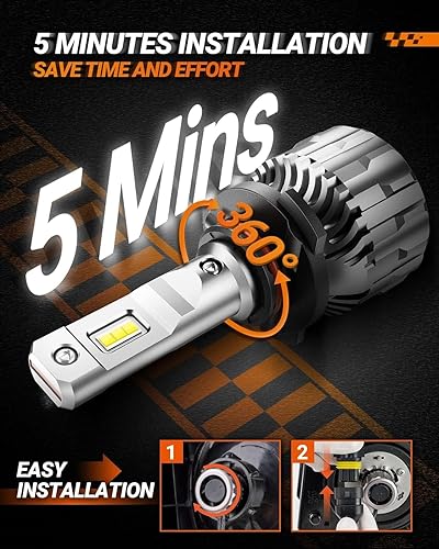 Vista 30 de SEALIGHT - Bombillas 9005/HB3, superbrillantes con 33,000 lúmenes, antiniebla, color blanco frío, 6500K, 60,000 horas de vida útil, ventilador