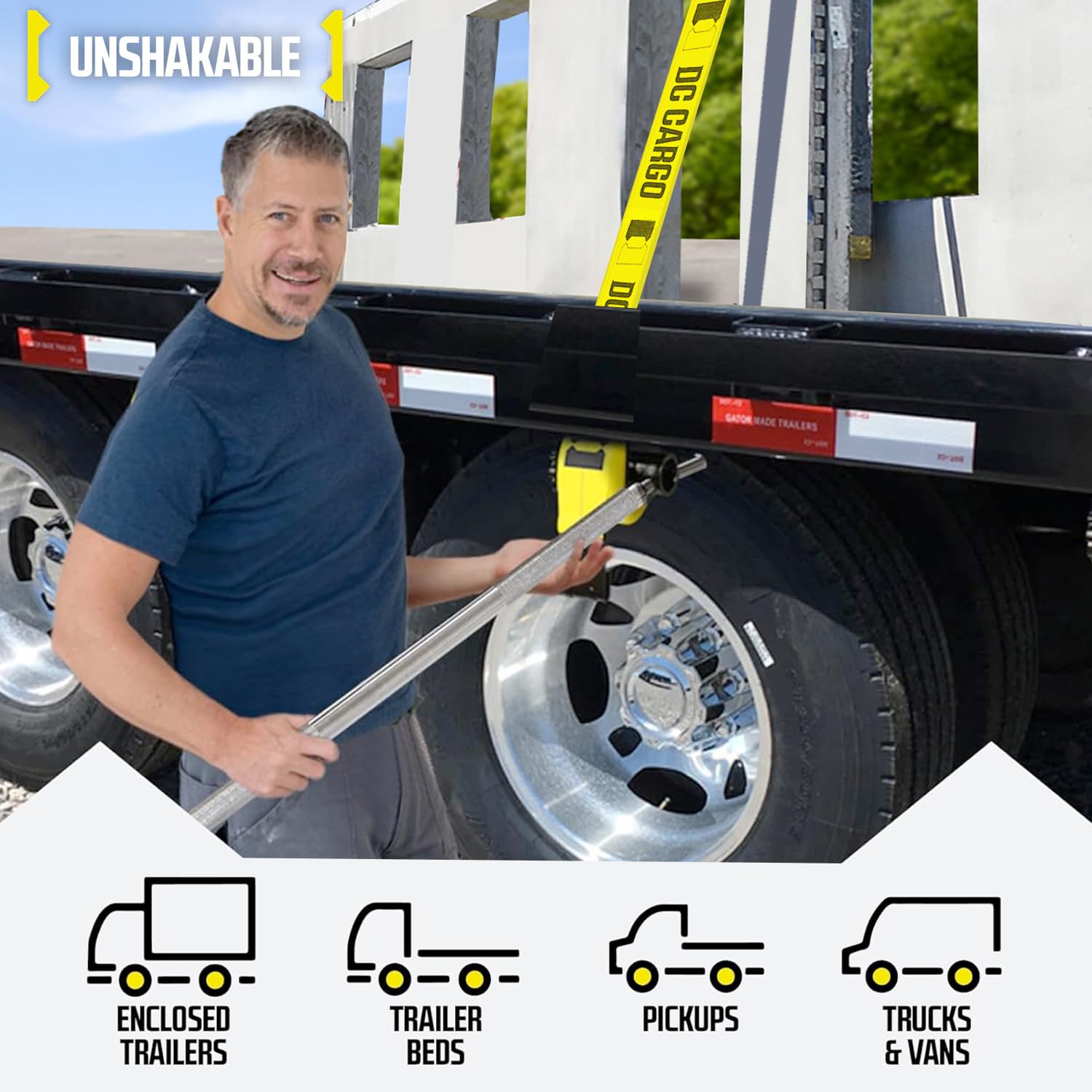 DC Cargo Combination Winch Bar - 35" Carbon Steel Flatbed Tool For Truck Winches & Chain Binders