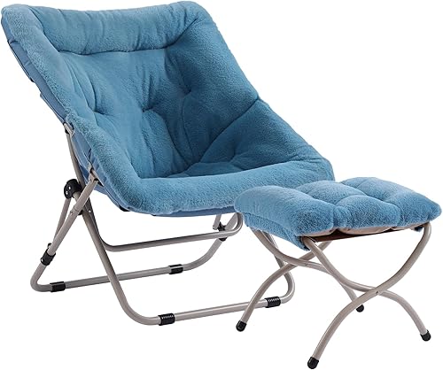 Miniatura 94 de Silla platillo, cómodas sillas de dormitorio, silla plegable de piel sintética de gran tamaño, silla plegable con marco de metal para sala de estar,