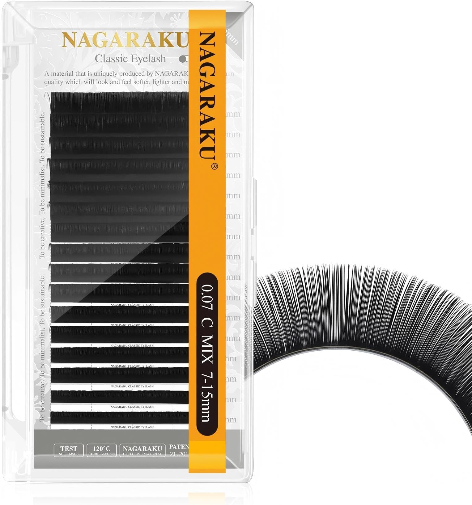 NAGARAKU Eyelash Extensions Classic J B C D N LC LD L DD CC LB Curl 0.03-0.20 Thickness 5-17mm, Matte Black Individual Lashes Professional Supplies for Lash Techs (0.07-C 7-15mm Mix)