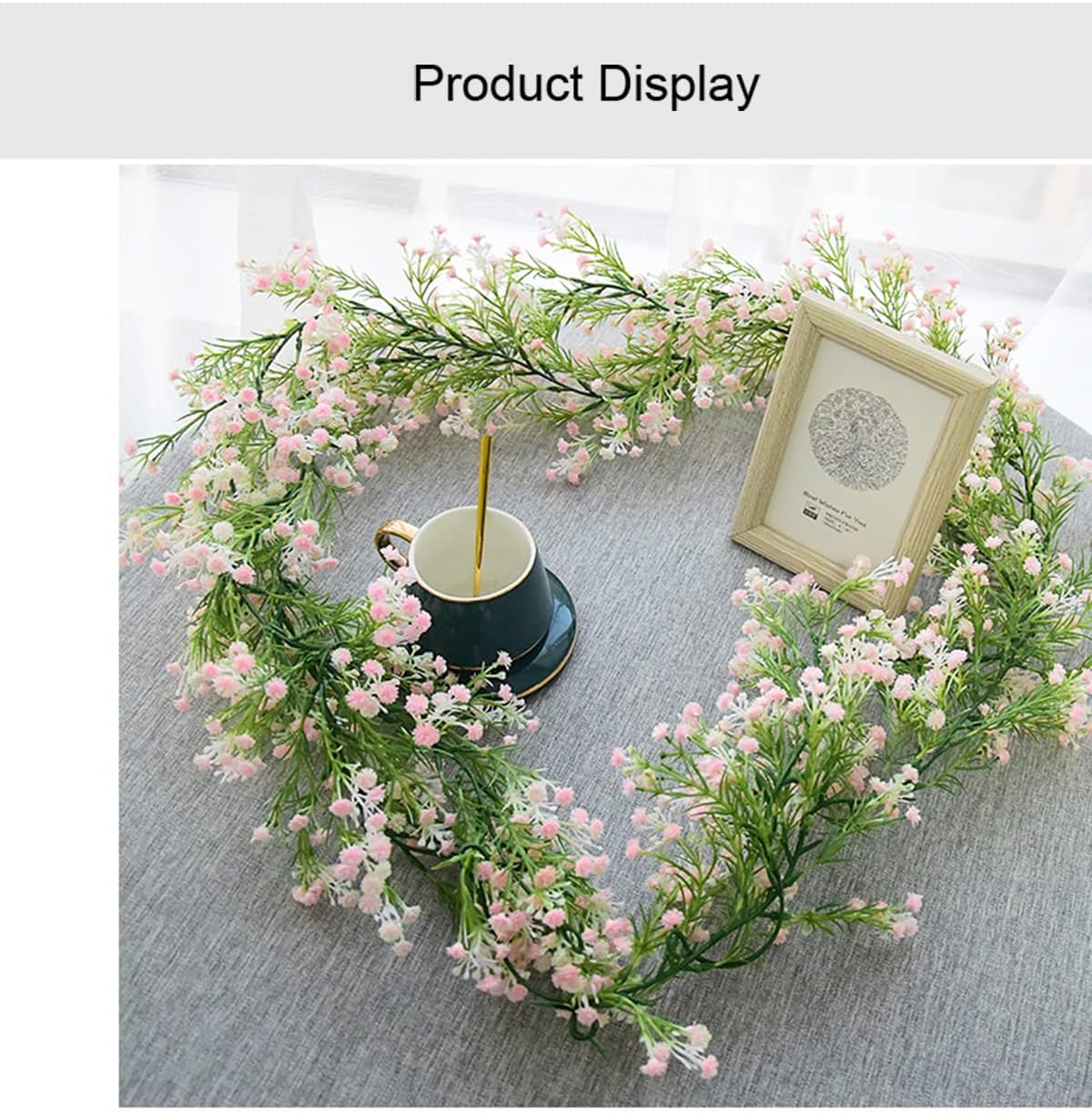 Gypsophila Artificial Flowers Garland 5.5Ft Faux Baby Breath Flowers Vine Real Touch Hanging for Wedding Arch Party Home Decor DIY (White)