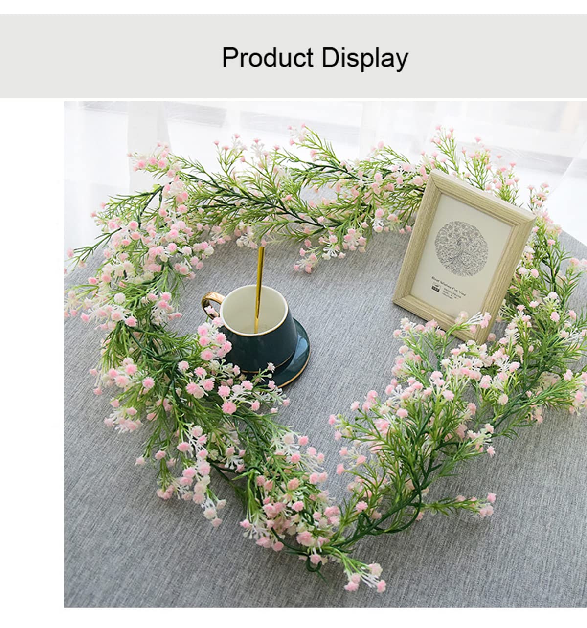 SAING S A I N G Gypsophila Artificial Flowers Garland 5.5Ft Faux Baby Breath Flowers Vine Real Touch Hanging for Wedding Arch Party Home Decor DIY (White) - Image 3