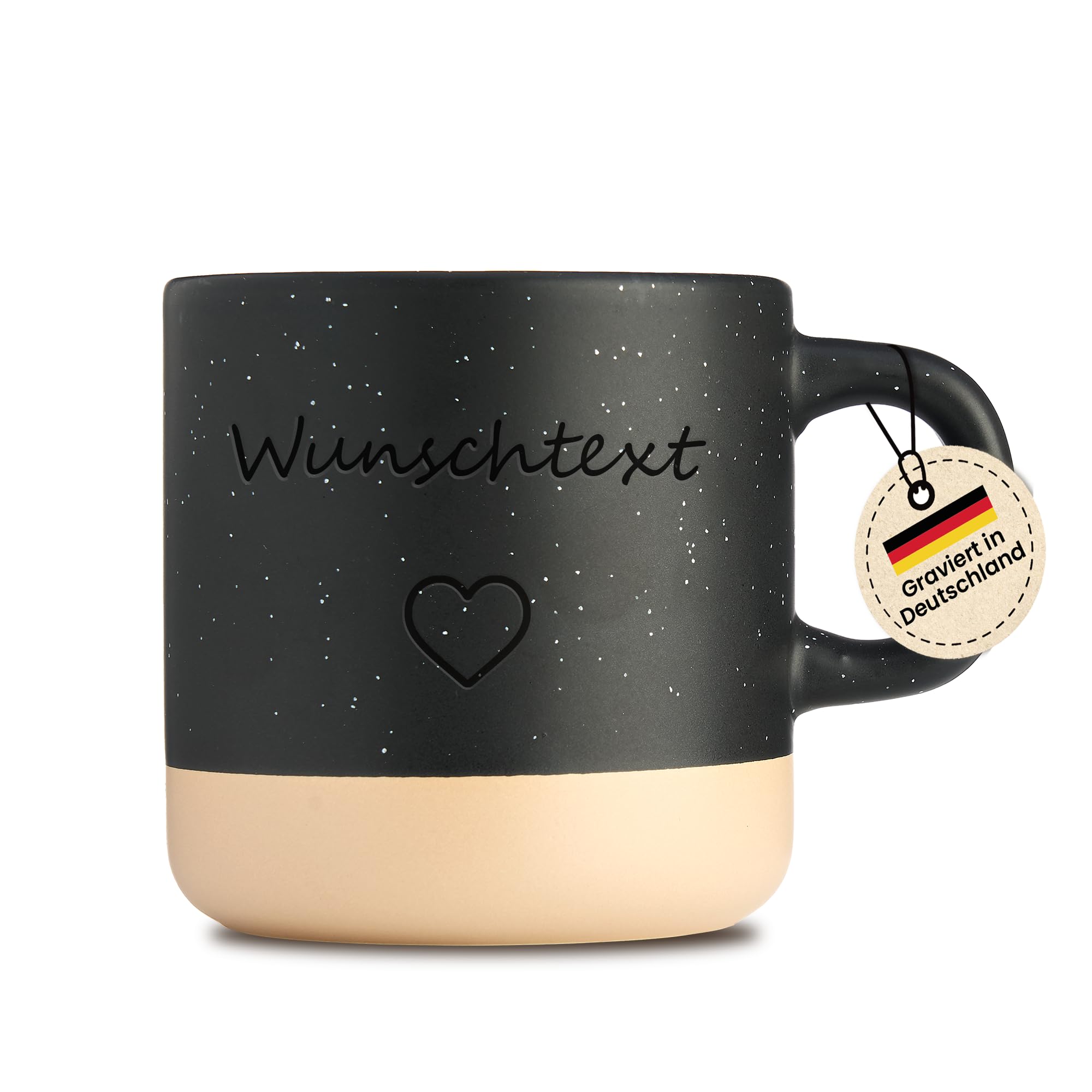 LIEBTASTISCH Kaffeebecher mit Lasergravur – Keramik Steingut Kaffeetasse, personalisierte Tasse für Kaffee, Tee – Lieblingsmensch Geschenk, Vatertag, Muttertag, Frauentag, beste Freundin (Schwarz)