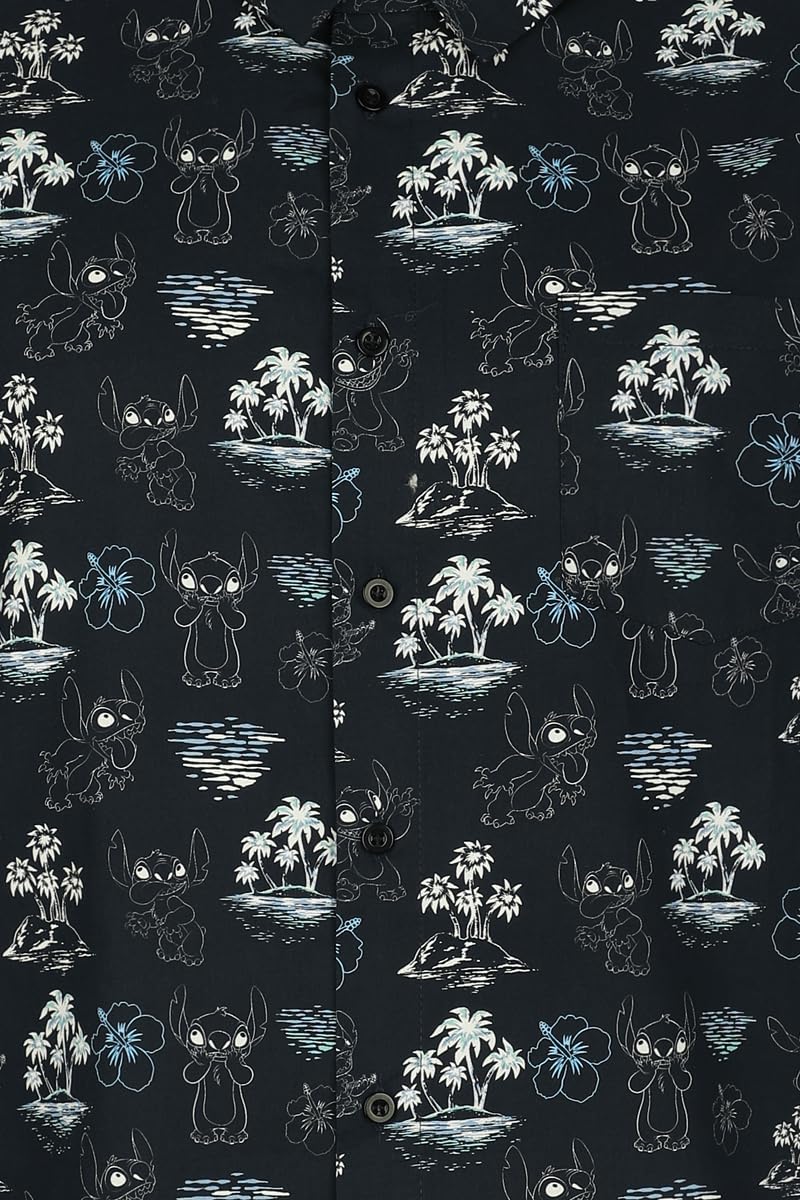Lilo & Stitch Black Summer Männer Kurzarmhemd Multicolor