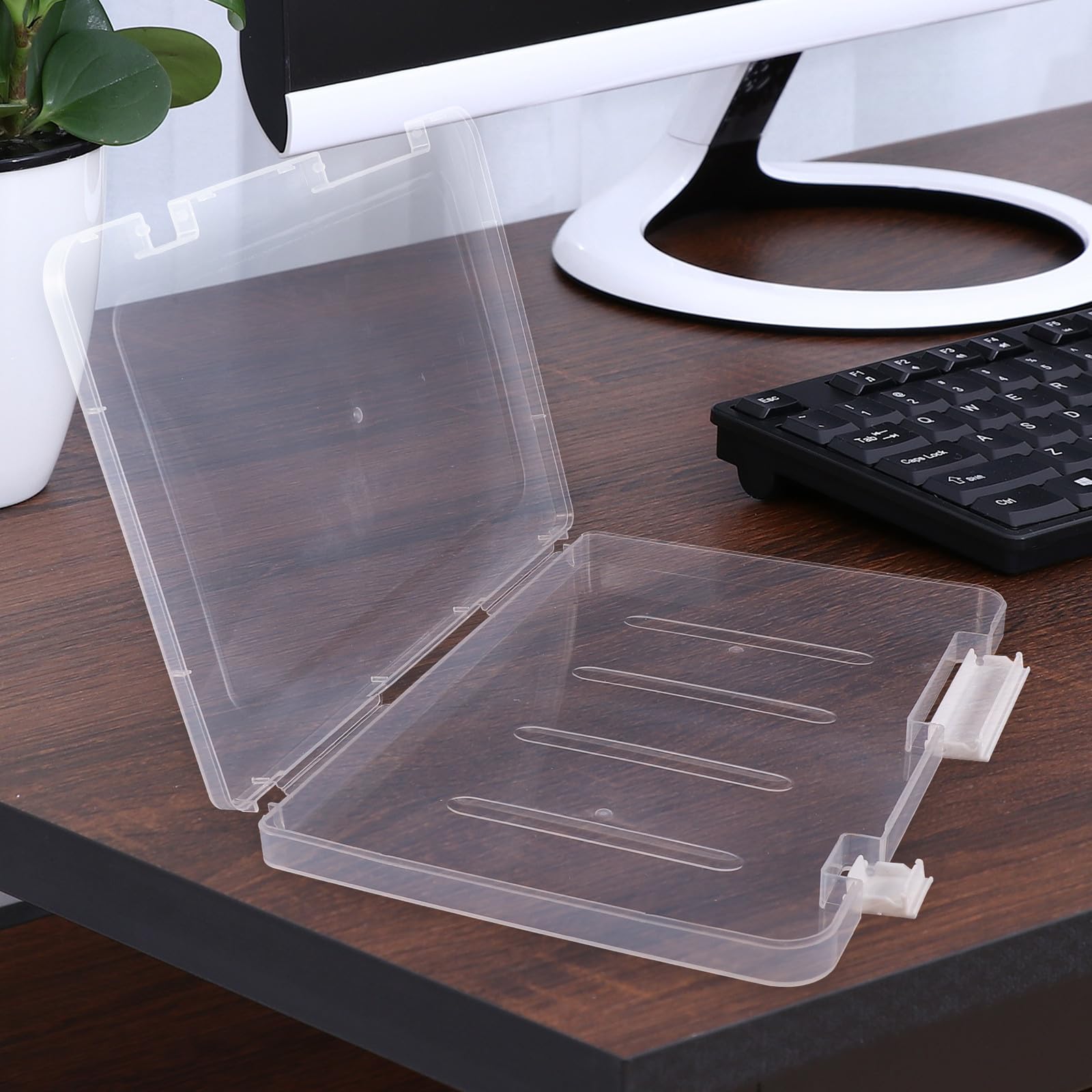 4 Stück Dokumentenboxen A4 aus Stabilem Pp Kunststoff mit Dicht Schließendem Schnappverschluss Transparente Aufbewahrungsboxen für Büro und Zuhause Tragbare Papier Organizer