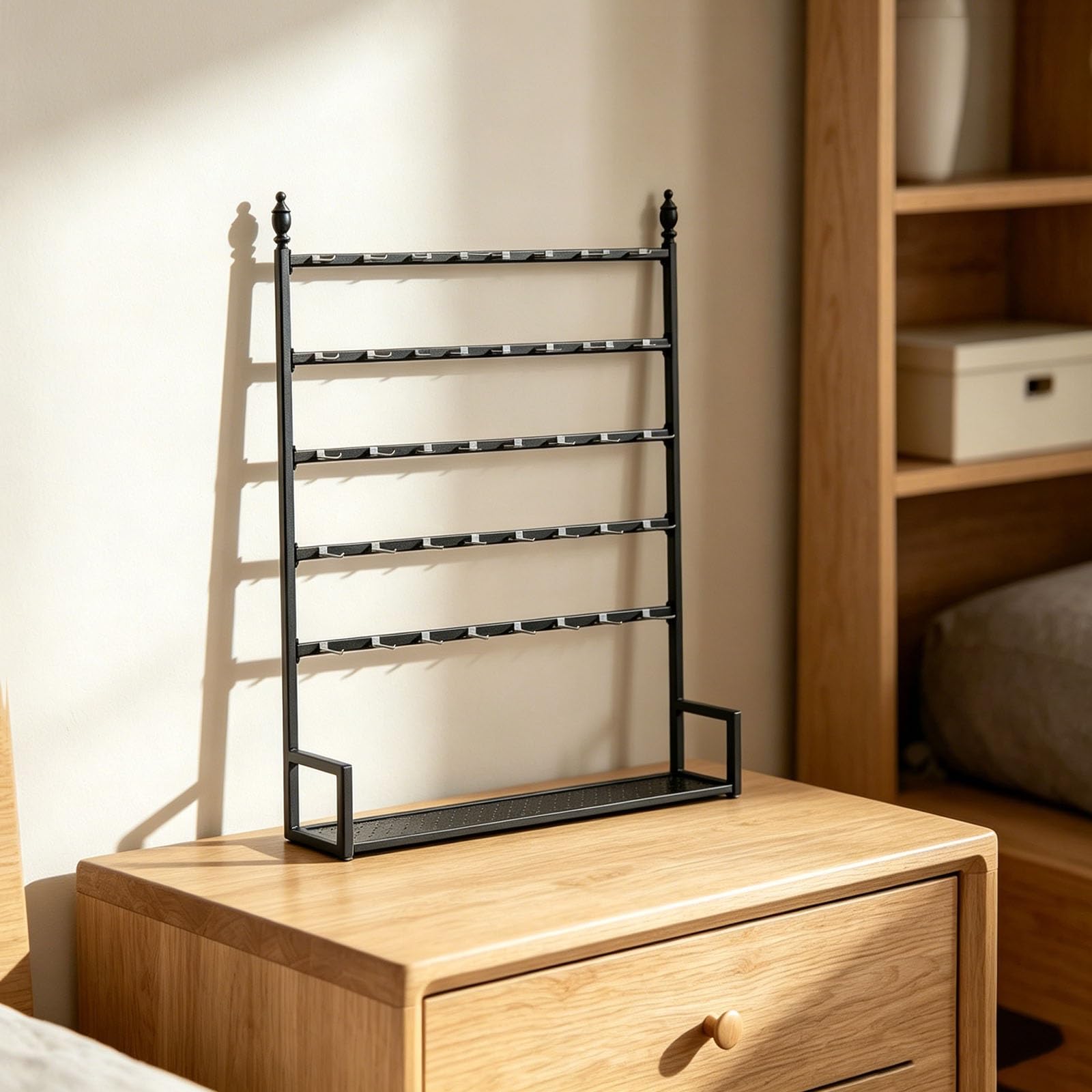 sunbiaouk Adjustable Metal Retail Display Racks With Hooks, Multipurpose Floor Rack for Sock Storage, Accessory Organizers for boutiques, clothing stores or home use(Black,59in)