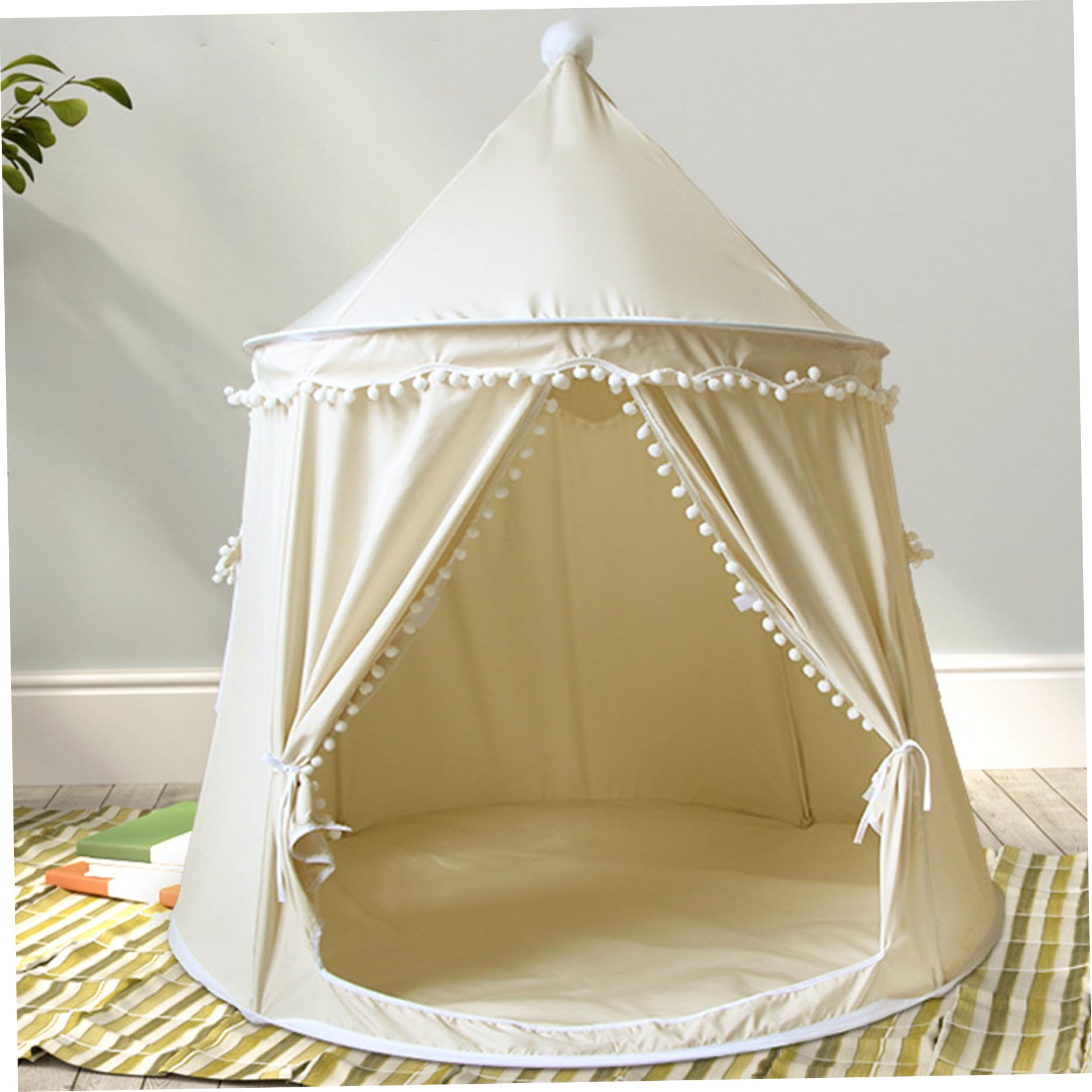 Teepee Tent for Kids 51x43 Inch Foldable Kids Tent Indoor with Window & Tie Rope Soft Comfort Playhouse for Girls Boys Halloween Decorations