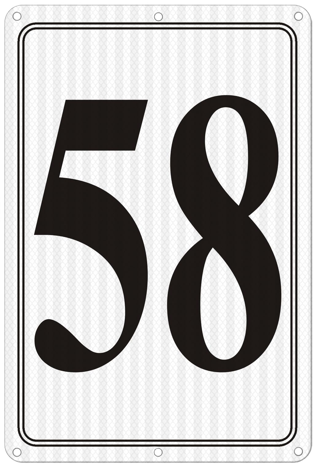 i-CowFun Premium Reflective Metal Number Signs 58 - Aluminum 12" X 8" Parking Spot Numbered Signs Outdoor, Large, Floor, Dock, Court, Aisle, Field, No Fade, Weather-Resistant