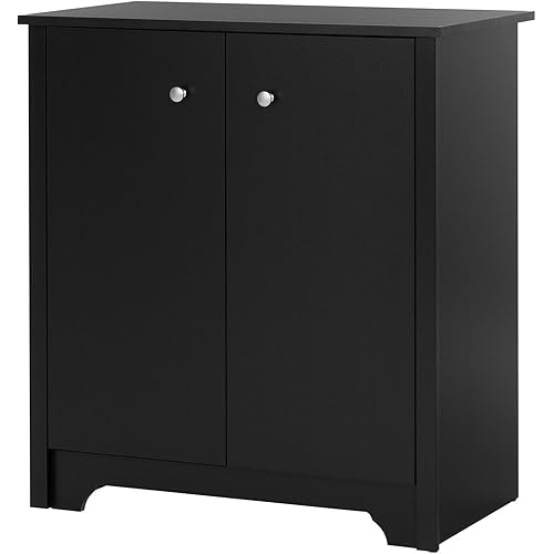 South Shore Small 2-Door Storage Cabinet with Adjustable Shelf, Pure Black
