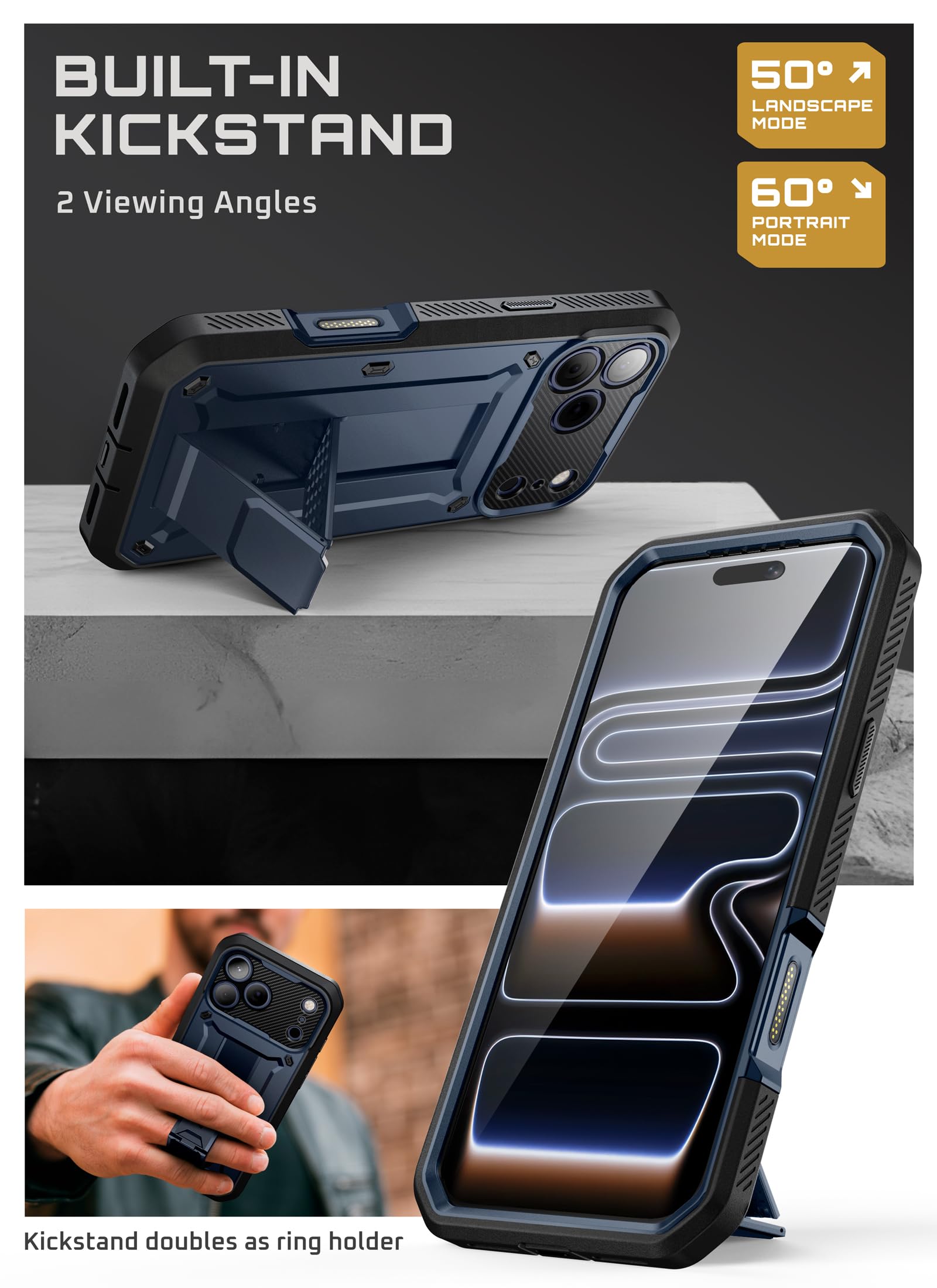SUPCASE Etui na iPhone 17 Pro Max 6,9 cala z przyciskiem sterowania aparatem, Etui Outdoor 360 stopni, Bumper, Pokrowiec ochronny [UBPro] z ochroną ekranu, podstawką i klipsem na pasek (koralowe)