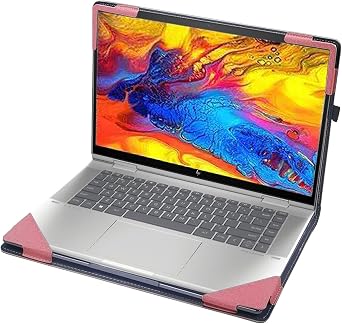 Laptop Case Cover for Hp Envy X360 15-fe 15t-fe 15.6" 2-in-1 & Envy X360 15-fh 15z-fh [Do Check Model] Notebook Sleeve Computer Bag Protective PU Leather Shell Pink