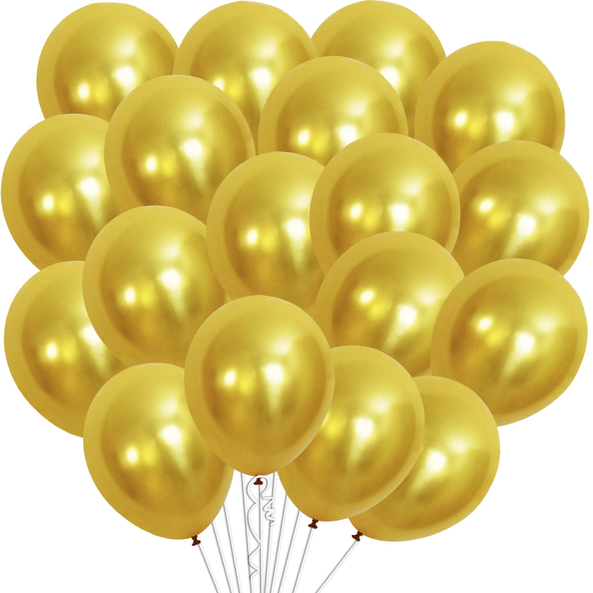 Gold Latex Balloons - Pack of 30 , 12 Inch Size I Gold Theme Birthday Decorations I Gold Balloons Birthday Supplies I Birthday Party, Bridal Shower, Anniversary , Home and Office Decor Supplies