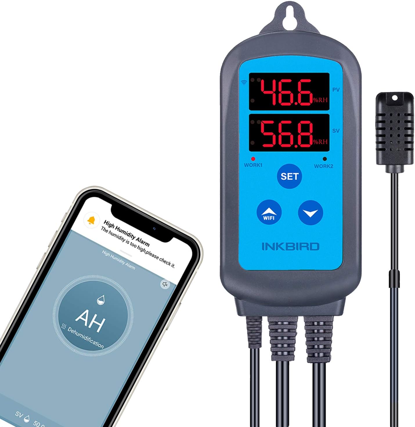 Regolatore di umidità, presa igrostato, presa termostatica da 230 V, regolatore di temperatura con timer, sensore di riscaldamento, schermo LCD, 20 ~ 99% Rh, -10 °C ~ 50 °C, per serra, acquario Regolatore di umidità, presa igrostato, presa termostatica da 230 V, regolatore di temperatura con timer, sensore di riscaldamento, schermo LCD, 20 ~ 99% Rh, -10 °C ~ 50 °C, per serra, acquario