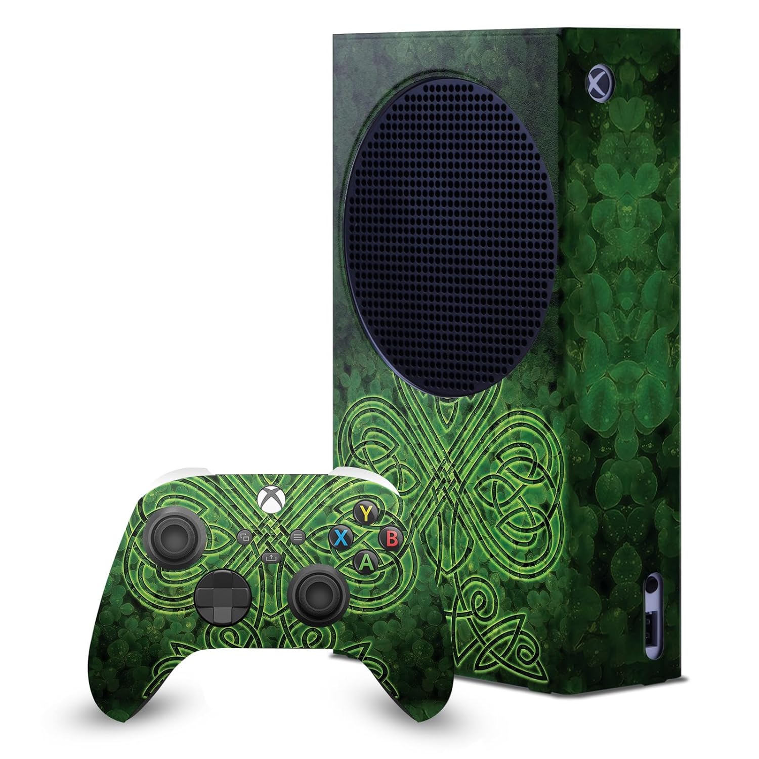 Head Case Designs Officially Licensed Brigid Ashwood Irish Shamrock Art Mix Game Console Wrap and Game Controller Skin Bundle Compatible With Xbox Series S Console & Controller Bundle