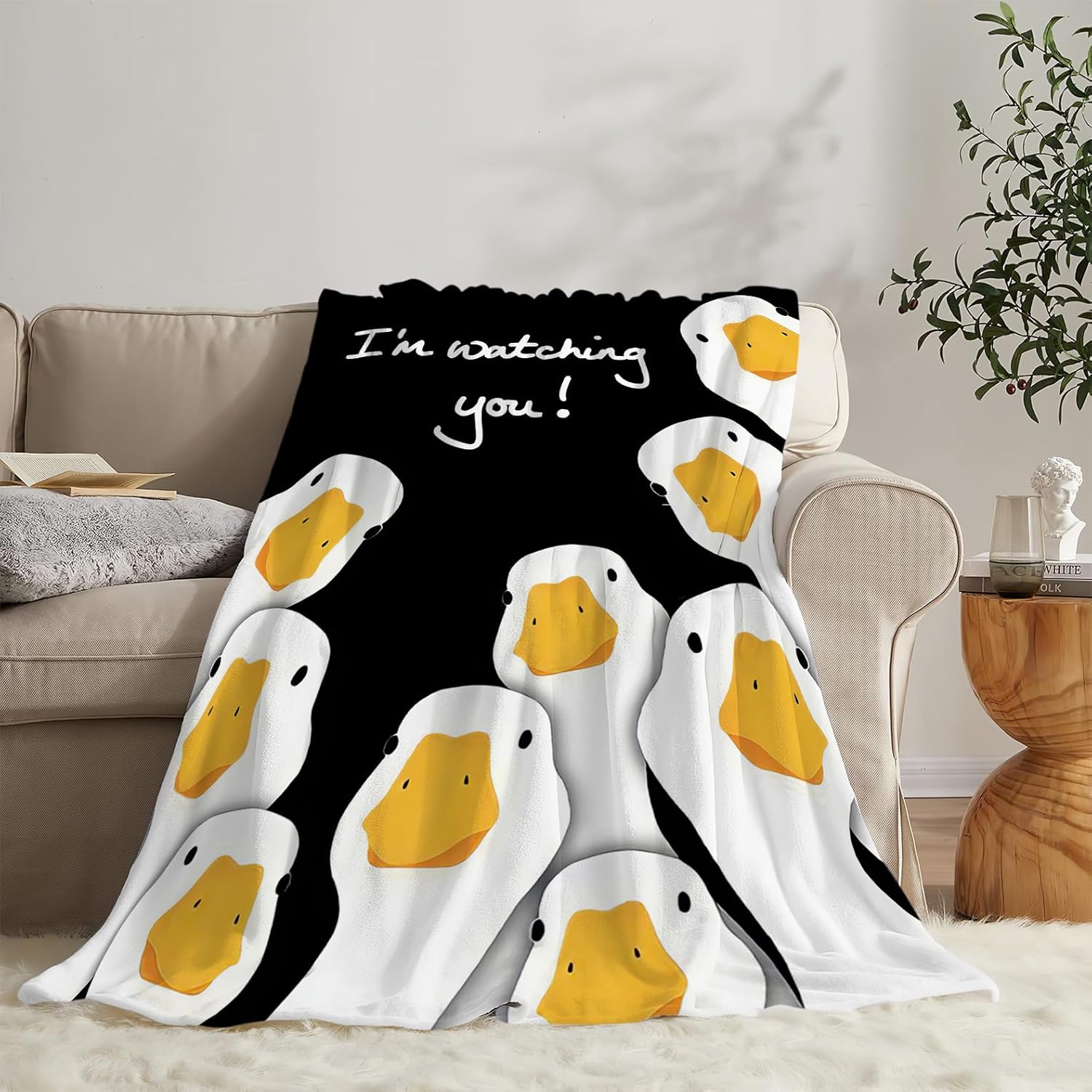 Funny Duck Blanket Duck Gifts for Kids Boys Girls Cute Ducks Throw Blankets Warm Soft Flannel Stuff for Couch Sofa Bed 60"x80"
