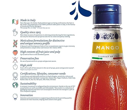 Miniatura 2 de Fabbri Jarabe aromatizante, mango, fabricado en Italia, 33.8 onzas (1 litro)