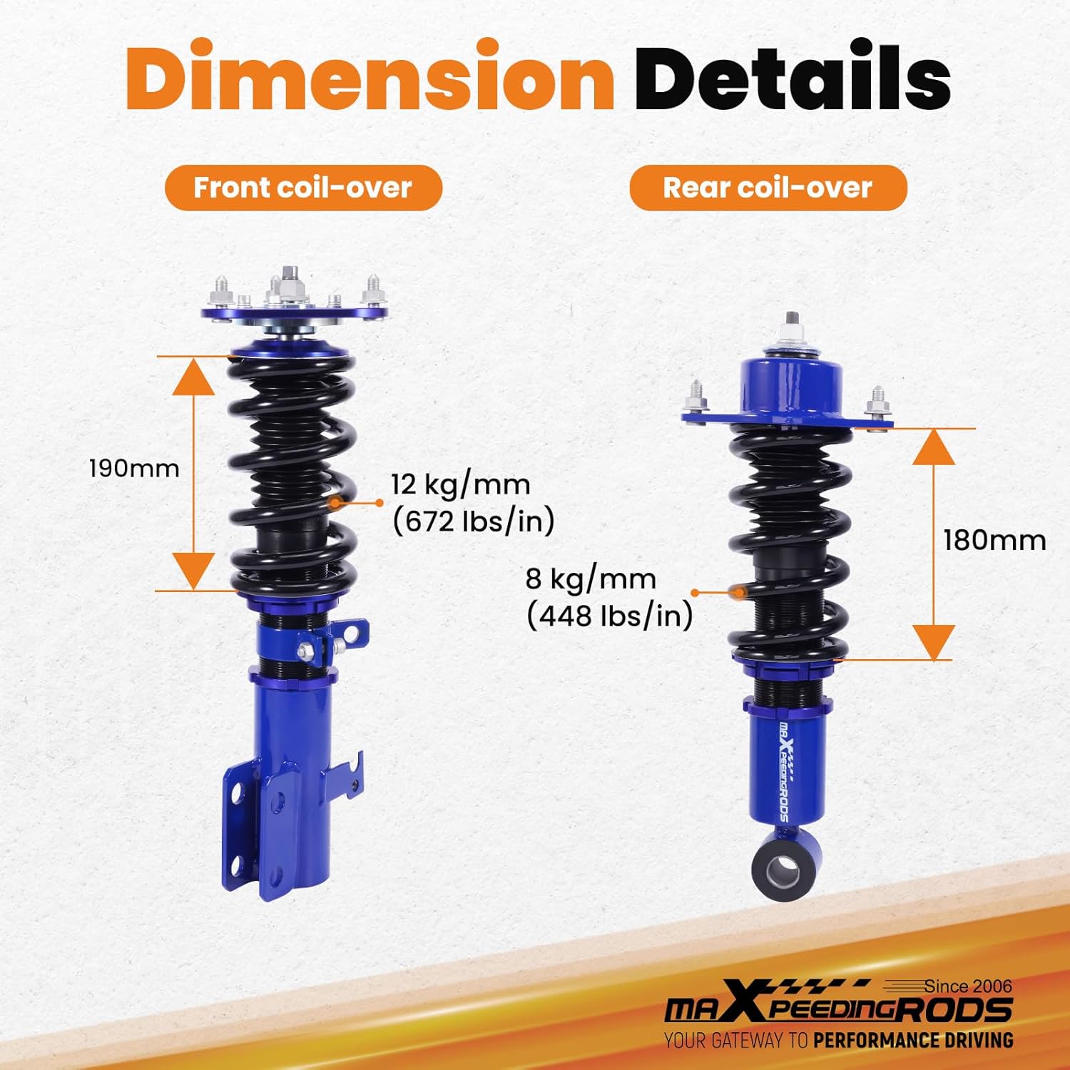 maXpeedingrods Coilovers for Toyota Corolla E130 2003-2008, for Toyota Matrix XRS E130 2003-2008, Height Adjustable Coilovers Suspension Kit, Preset Damping Lowering Kit Blue
