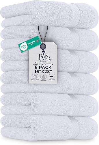 Vista 56 de DAN RIVER Juego de 4 toallas de baño, 27 x 54 pulgadas, 100% algodón, más grandes y ligeras, de secado rápido, súper suaves y absorbentes, toallas