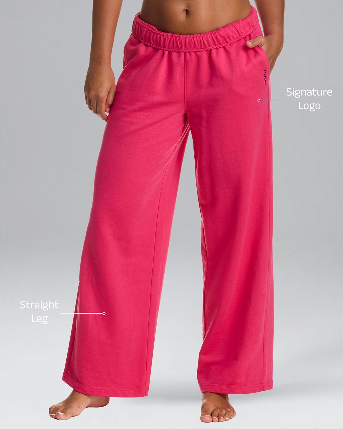 bebe Women's French Terry Jogger Sweatpants, Pockets, Loungewear Valentines Gifts for Her - Image 2
