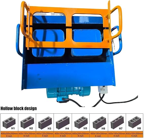 Concrete Block Making Machine Hand Mini Size Electrical Vibration Motor Driven Block Pressing Machine Manual Brick Making Machine,45s Fast Forming,30 Bricks/H,Customizable Molds,Twoholes