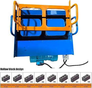 Concrete Block Making Machine Hand Mini Size Electrical Vibration Motor Driven Block Pressing Machine Manual Brick Making Machine,45s Fast Forming,30 Bricks/H,Customizable Molds,Twoholes
